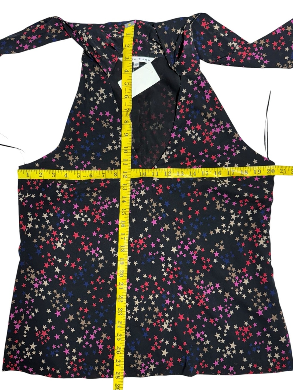 Trina Turk Jazzy Stars Silk Halter Top Blouse Pretty Little Liars Aria Size 10 - Picture 6 of 9